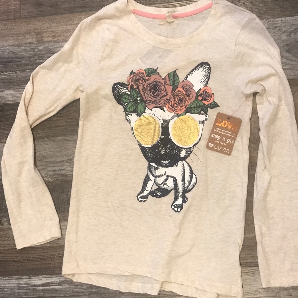 NWT- long-sleeved Girls shirt L (14-16) with dog
